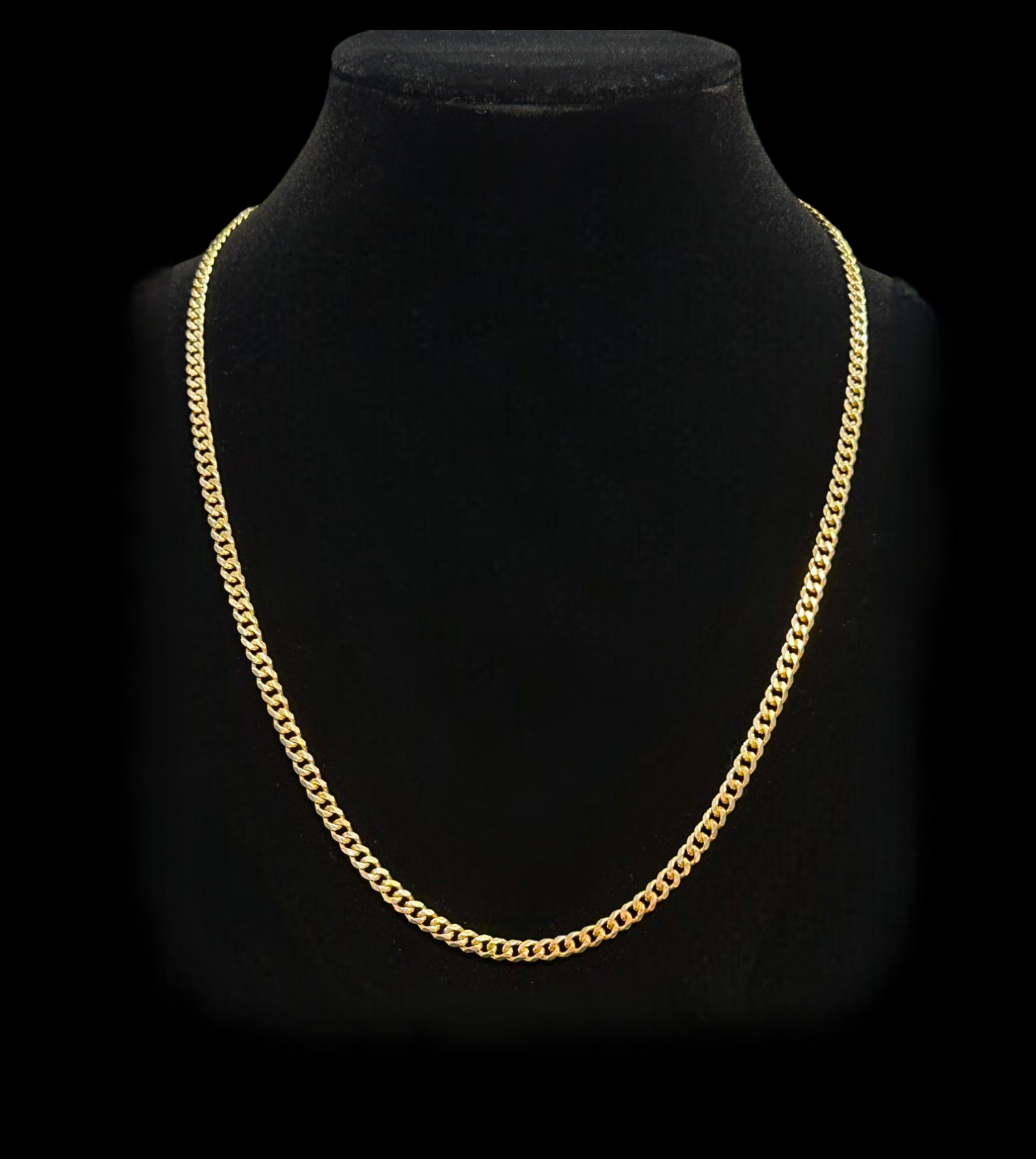 Heavy solid 14K yellow gold diamond cut Cuban link chain necklace