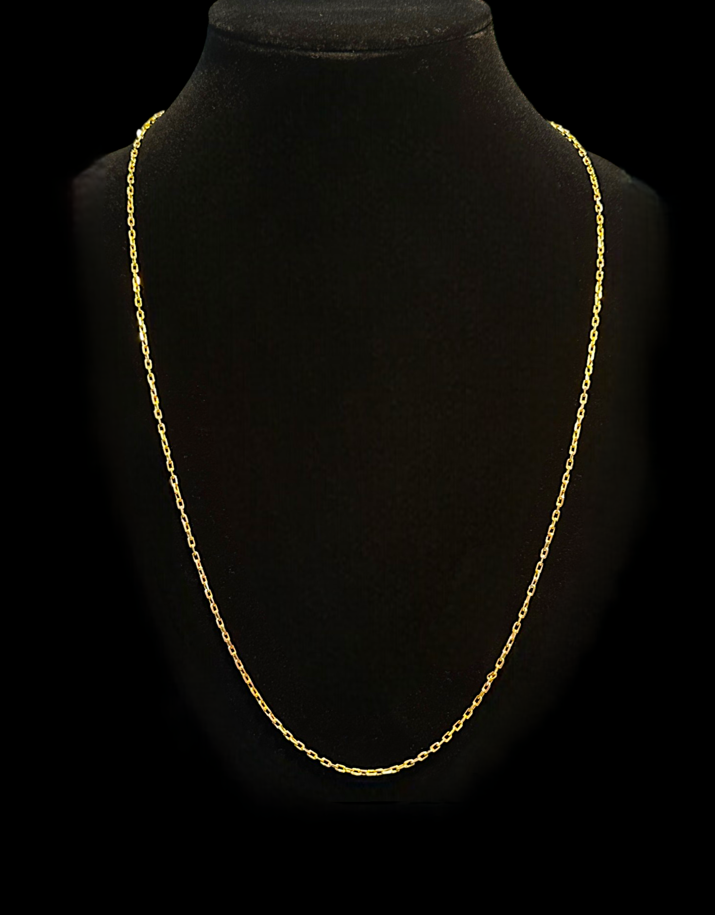 18K yellow gold rectangular anchor link chain necklace