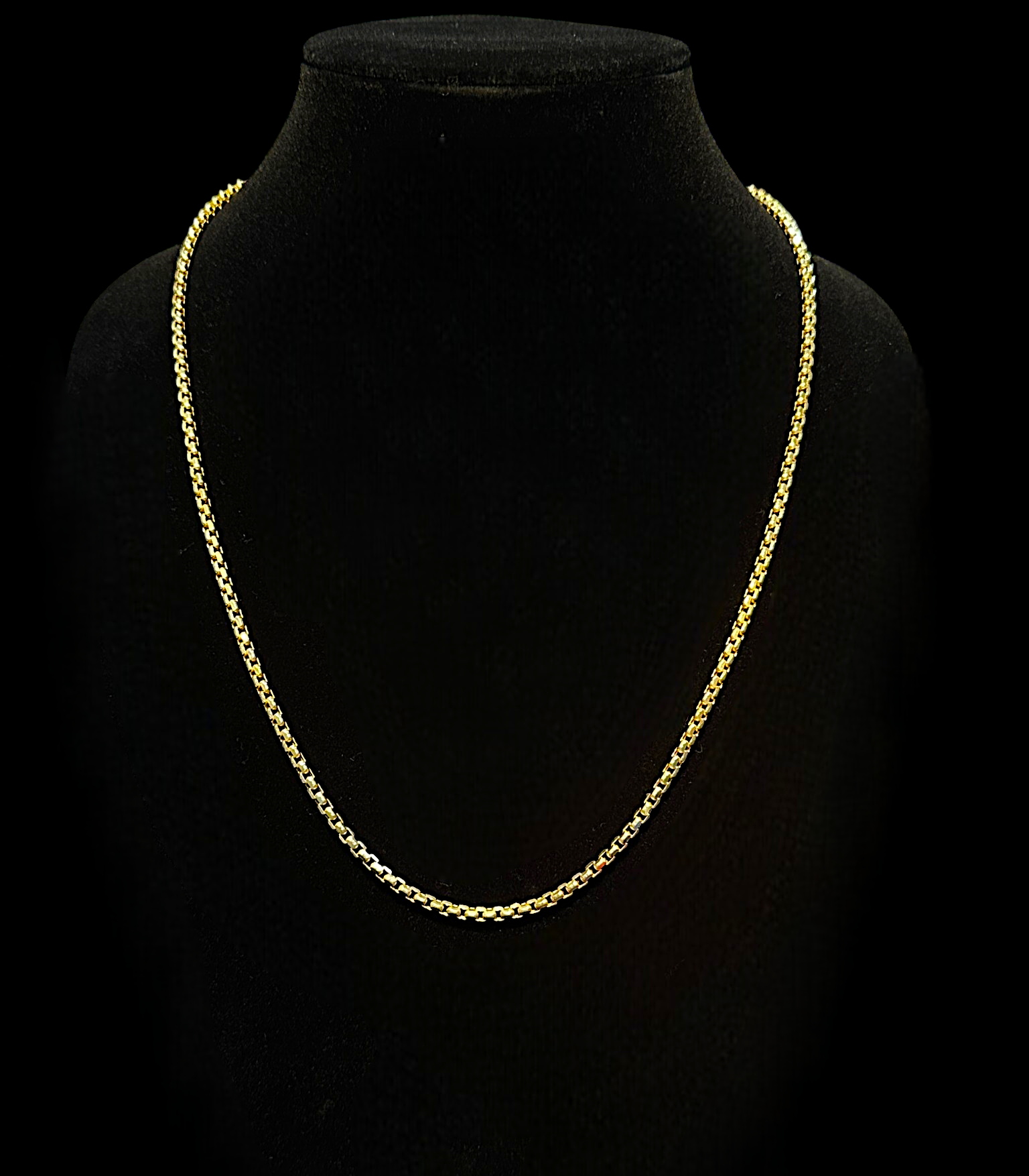 14K yellow gold round box link chain necklace