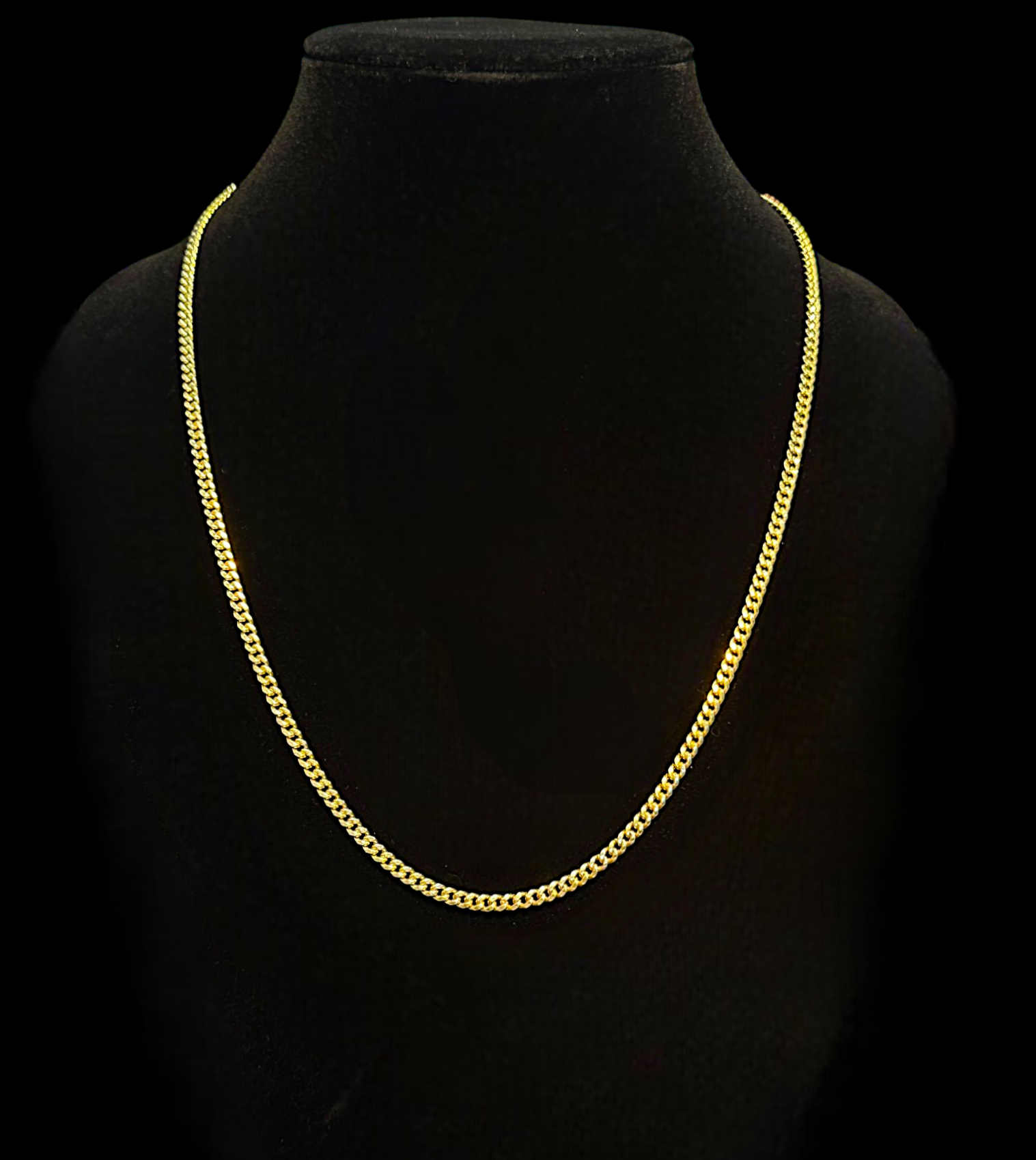 14K yellow gold semi-solid Cuban link chain necklace
